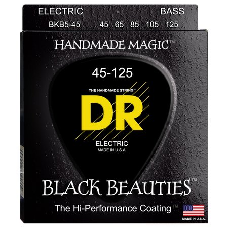 DR Strings BKB5-45 Black Beauties Electric Bass Strings / 5-String Medium (45-125)