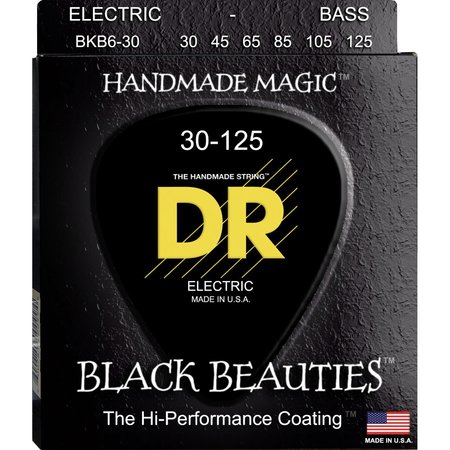 DR Strings BKB6-30 Black Beauties Hi-Performance Coated Bass Strings (30-125, 6-String Set)