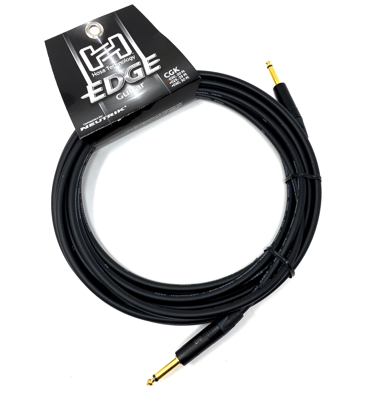 Hosa Edge 20-foot premium (top tier) Guitar Cable, Neutrik Connectors, 1/4" Straight-Straight, Black