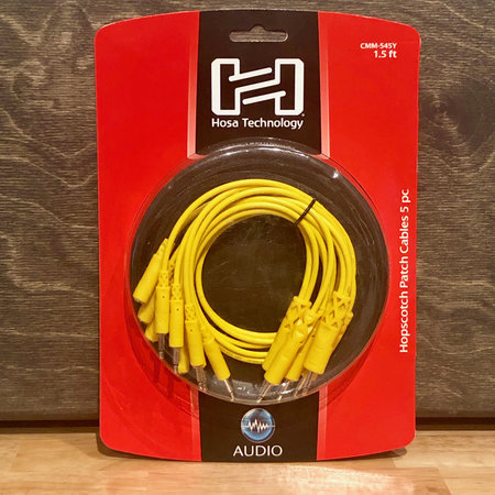 Hosa Hopscotch Patch Cables 5pc x 1.5ft (45cm yellow), 3.5mm TS   TSF Pigtail to 3.5 mm TS, Eurorack