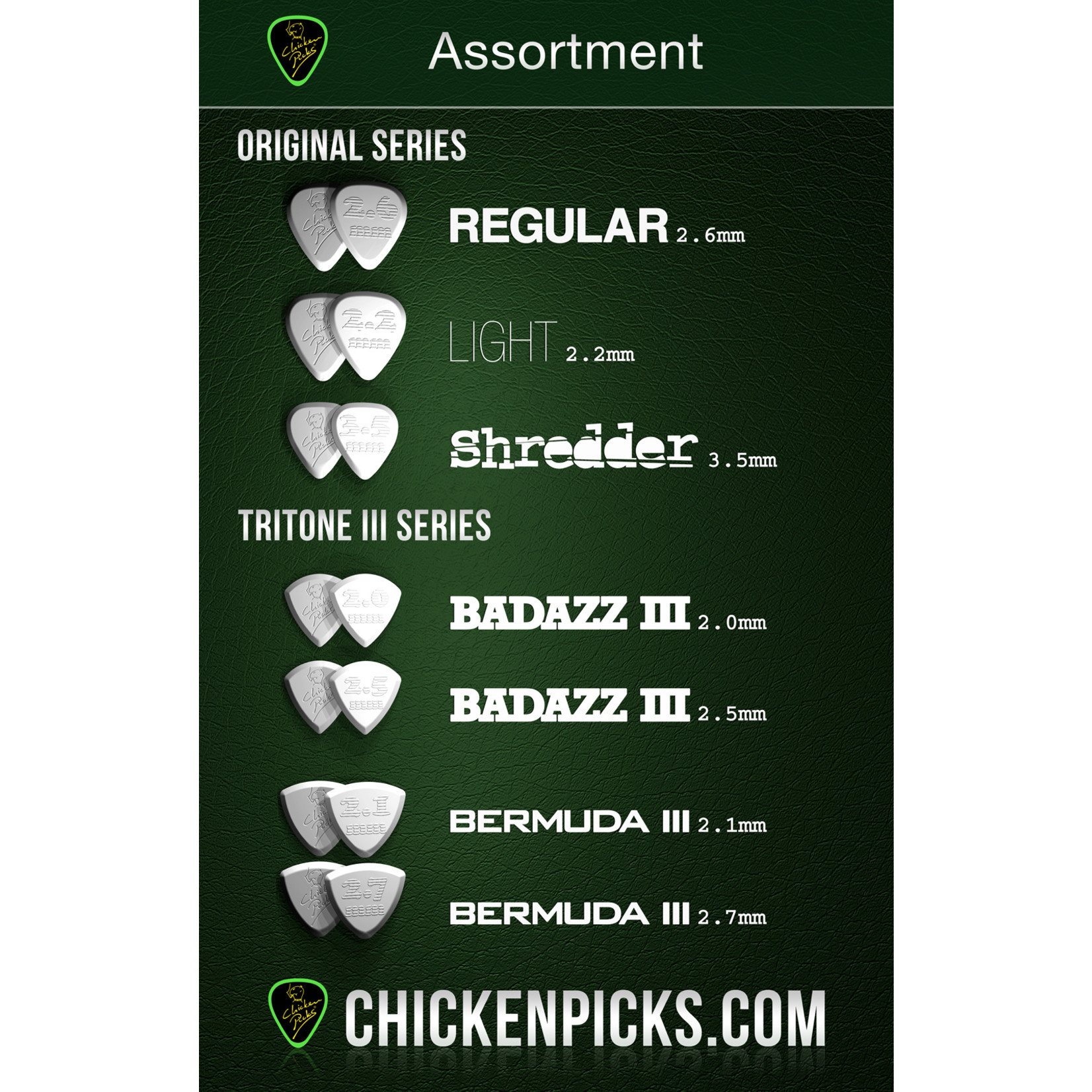 ChickenPicks Guitar Picks ChickenPicks 1x "Bermuda III" 2.7mm - Ultimate tone, performance, control (Chicken Picks)