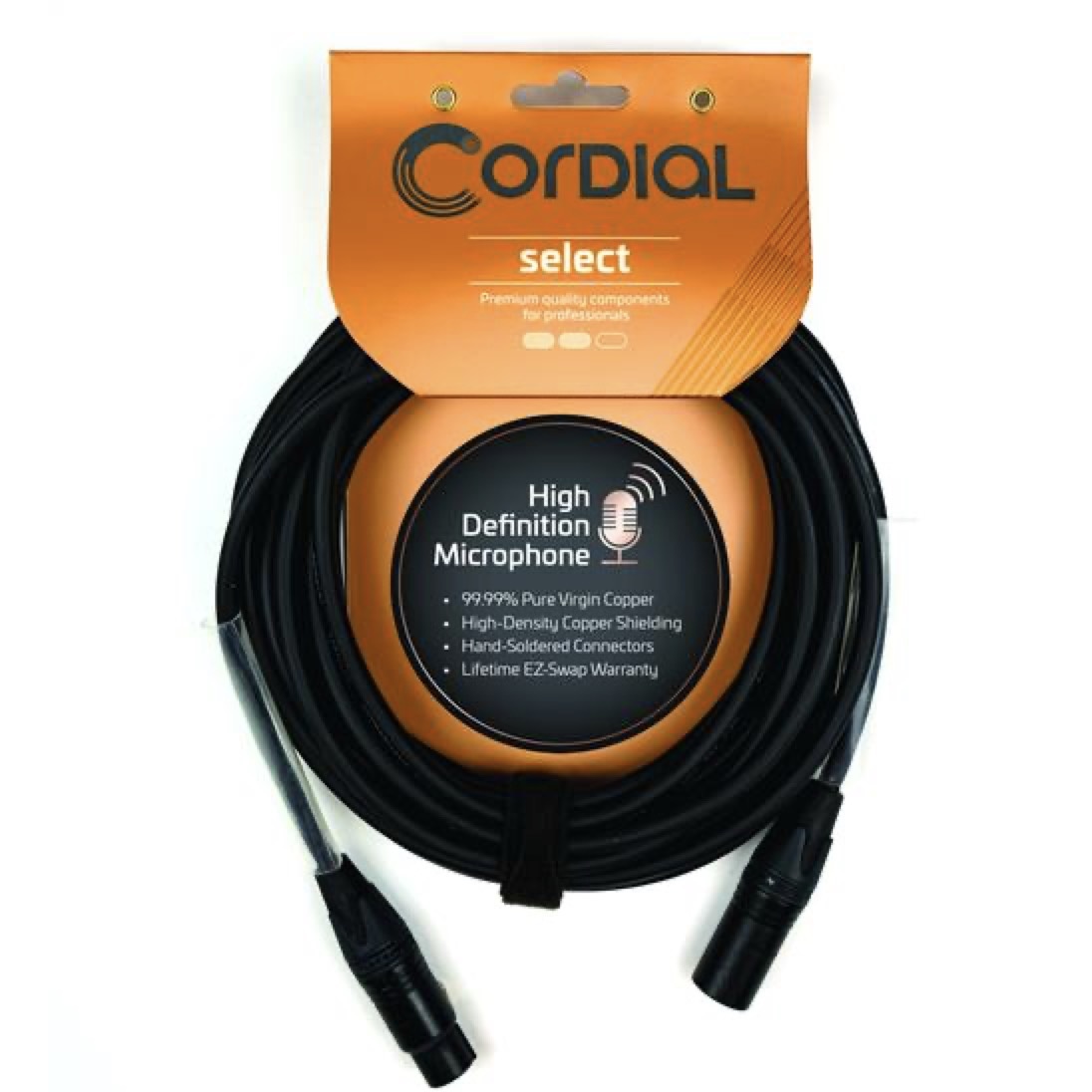 Cordial Cables Premium Microphone Cable with Balanced XLR Connectors, Select Series - 25-Foot Black Cable (7.5 FM)