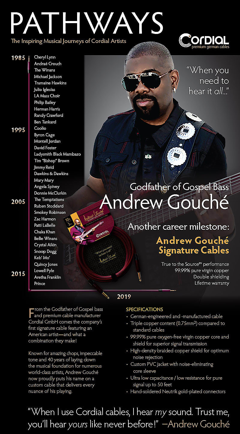 Cordial CSI 6 PP-Andrew Gouché Signature 20-ft/6m High Resolution Instrument Cable w/ Neutrik Plugs