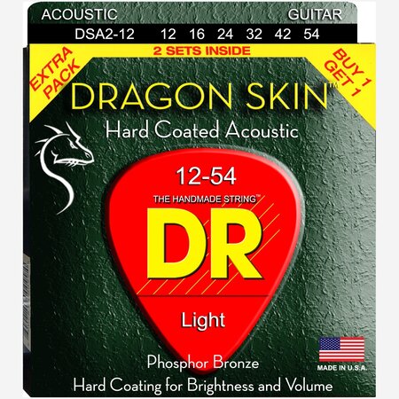 DR Strings : 2-Pack : DSA-2/12: K3ª Dragon Skinª Acoustic Guitar Strings
