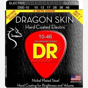 DR Strings 2-Pack DSE-2/10 Dragon Skin 10-46 Hard Coated Electric Guitar Strings