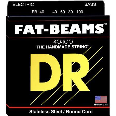 DR Strings FB-40 Fat-Beams Stainless Steel / Round Core Bass Strings (40-100,  4-String Set)