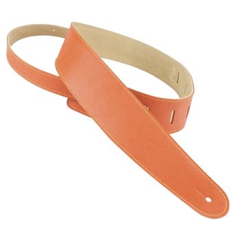Henry Heller 2.5" Capri Garment Leather Guitar Strap, Orange with Buttery Capri Suede Backing