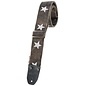 Henry Heller 2" Heavy Cotton Guitar Strap, Distressed Black with Stars, Vintage Style Leather Ends