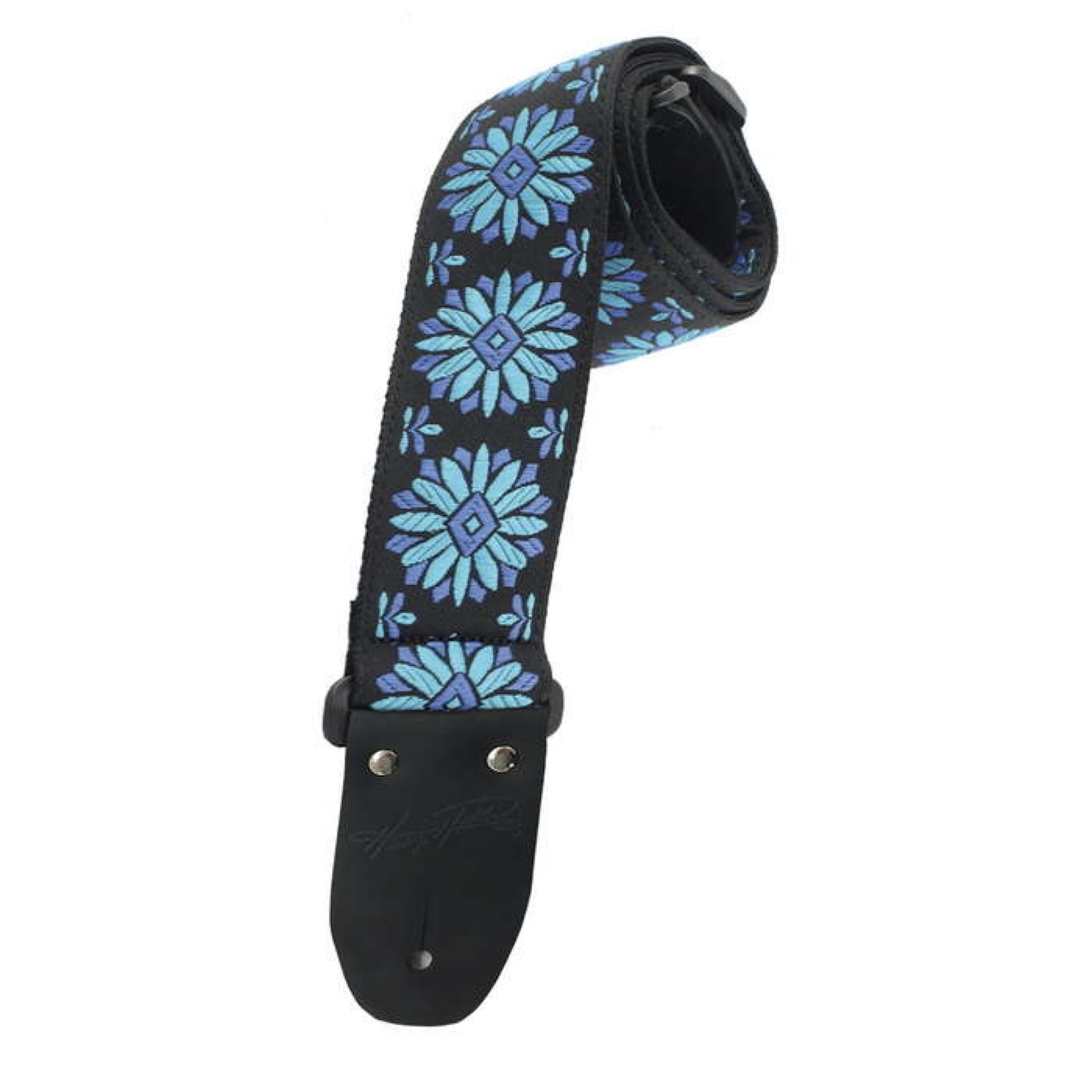 Henry Heller 2" Guitar Strap, Woven Jaquard with Tri-Glide and Nylon Backing, Blue/Black (USA)