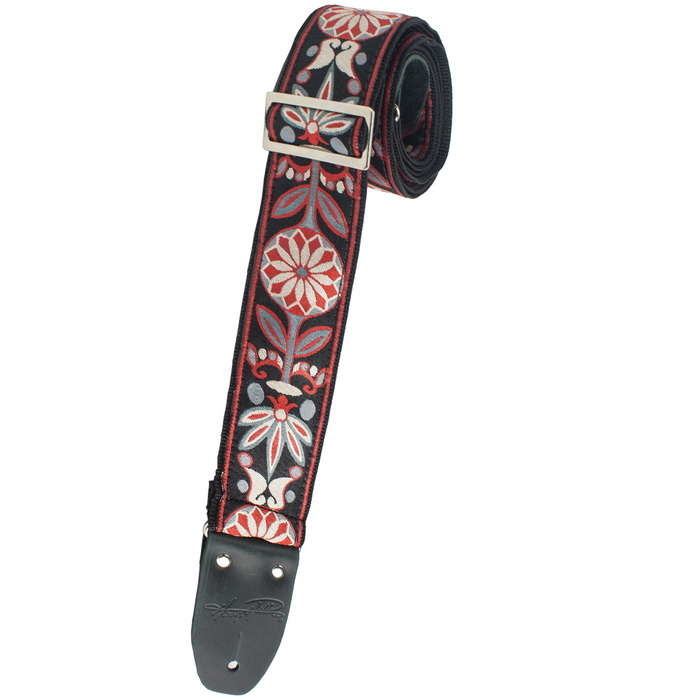 Henry Heller 2" Woven Jacquard Strap with Tri Glide and Nylon Backing, Red/Black/Gray  (HJQ2-39)