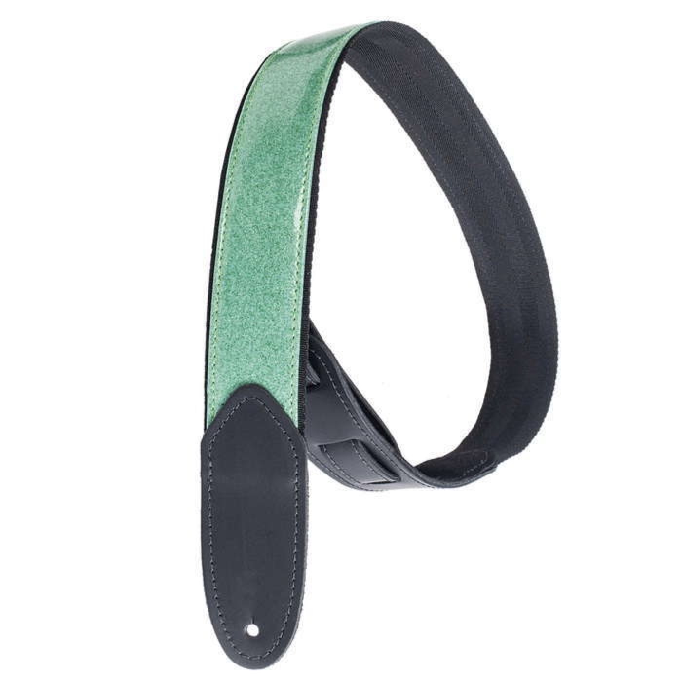 Henry Heller Guitar Strap - 2" Turquoise Sparkle Vinyl with Leather Ends - retro/surf/glam style!