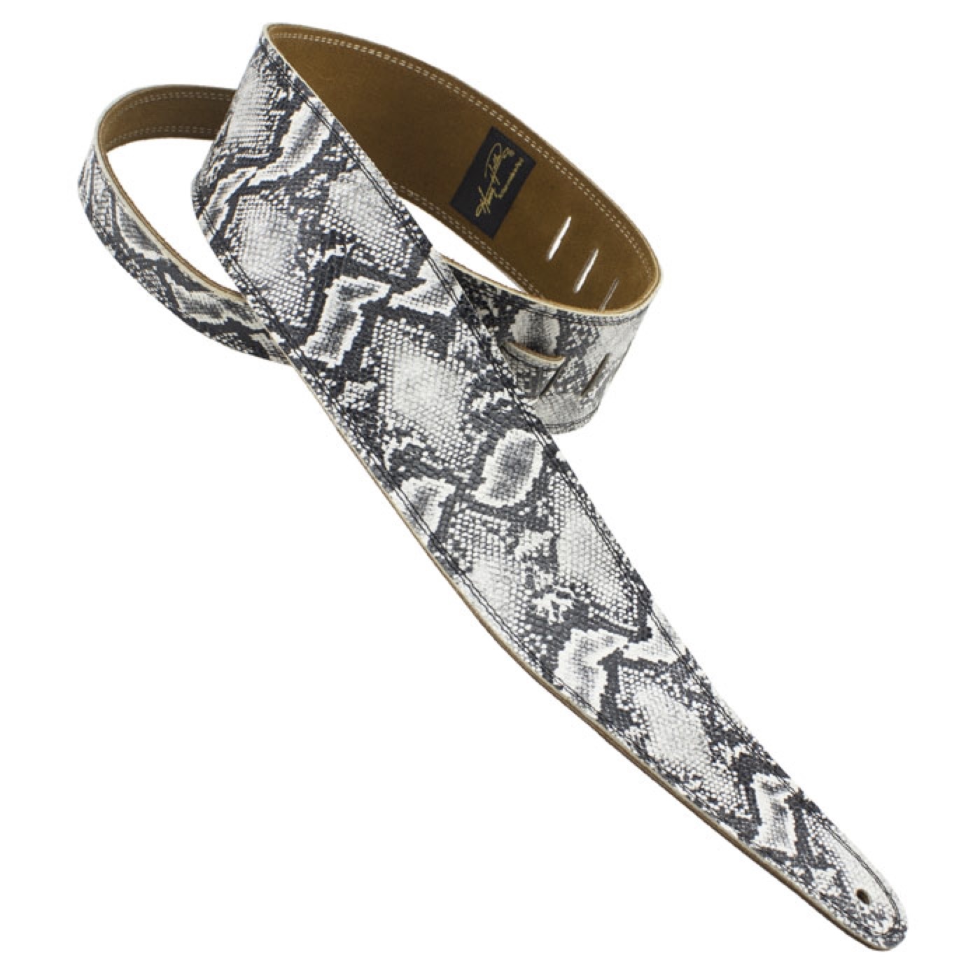 Henry Heller Peru Double Stitched Leather 2.5" Strap - Boa Snake Print w/ Velvety Sand Suede backing