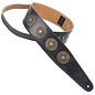 Henry Heller Peru 2.5" Antiqued Leather Concho Medallion Guitar/Bass Strap, Black