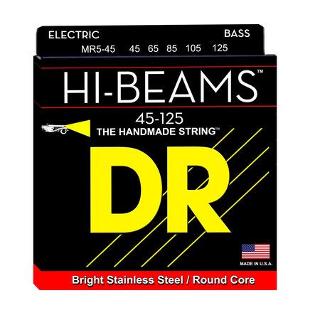 DR Strings MR5-45 5-String Hi-Beams Stainless Steel / Round Core Bass Strings (45-125)