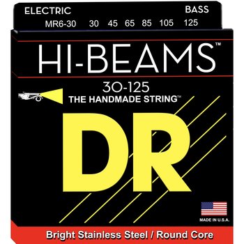 DR Strings HI-BEAMª - Stainless Steel Bass Strings: 6-String Medium 30-125, MR6-30