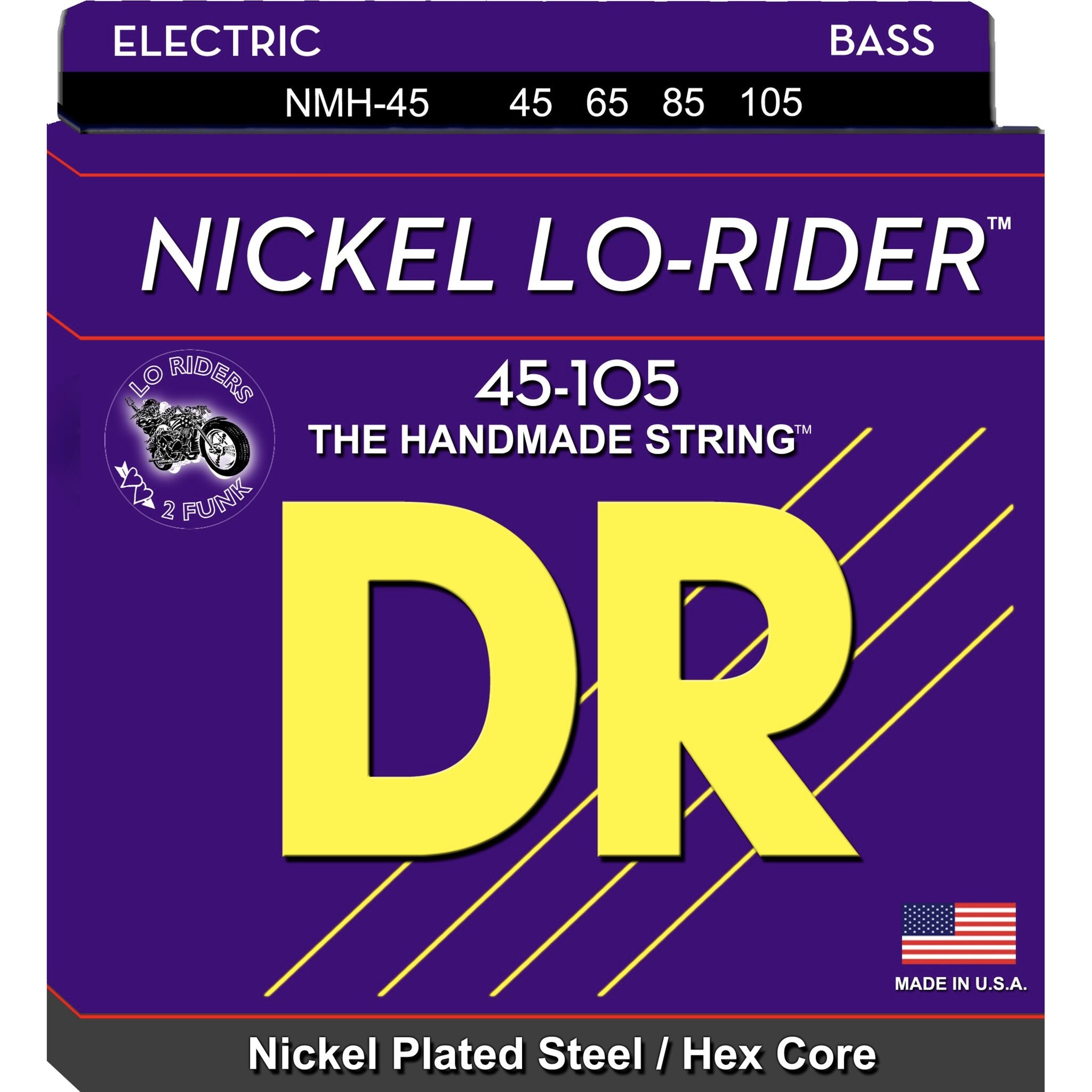 DR Strings NICKEL LO-RIDERª - Nickel Plated Bass Strings: Medium 45-105, NMH-45