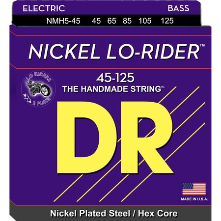 DR Strings NICKEL LO-RIDERª - Nickel Plated Bass Strings: 5-String Medium 45-125, NMH5-45