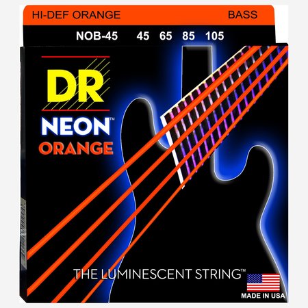 DR Strings Hi-Def Neon Orange Neon Bass Strings, 4-String Set (NOB-45)