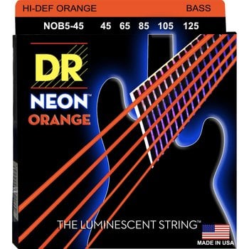 DR Strings Hi-Def Neon Orange Neon Bass Strings 5-String Set (NOB5-45)