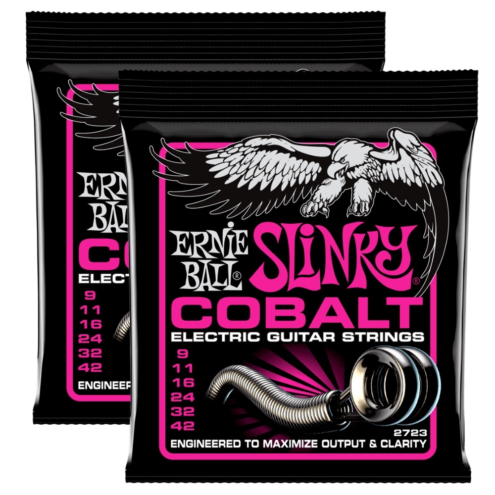 2x (2 Sets) Ernie Ball 2723 Cobalt Super Slinky Electric Guitar Strings, .009 - .042