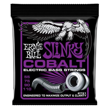 Power Slinky Cobalt Electric Bass Strings - 55-110 Gauge (P02731), 4-String Set