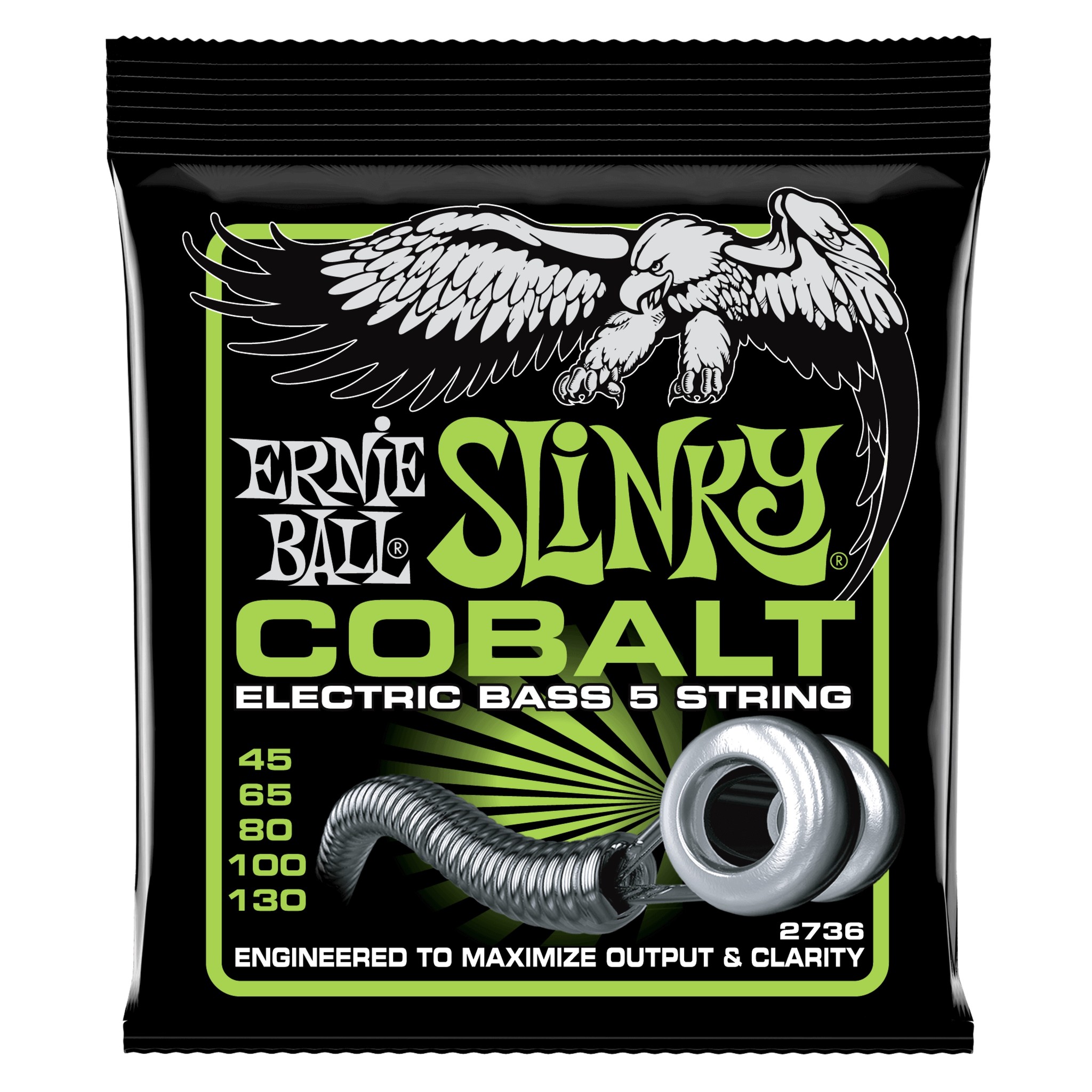 Ernie Ball Slinky Cobalt Electric Bass Strings, 5-String Set (45-130), 2736