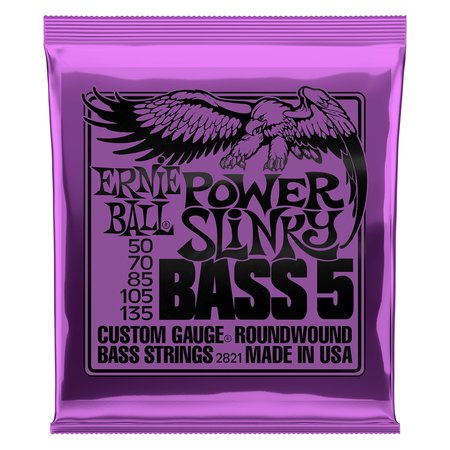 Ernie Ball 2821 Power Slinky 5-String Nickel Wound Electric Bass Strings (50-135)