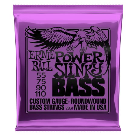 Ernie Ball 2831 Power Slinky Electric Bass Strings, 4-String Set (55-110)