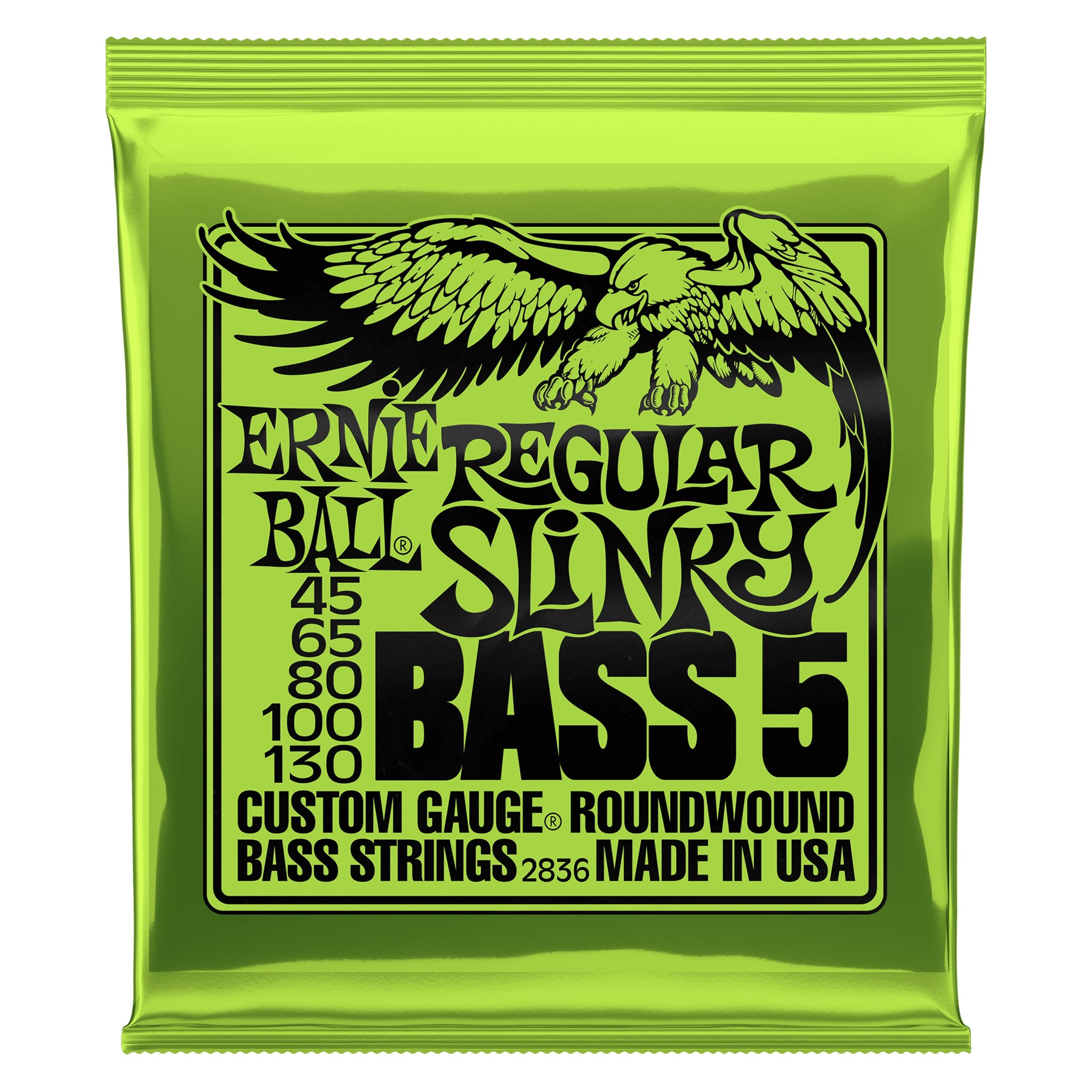 Ernie Ball 2836 Regular Slinky 5-String Nickel Wound Electric Bass Strings (45-130)