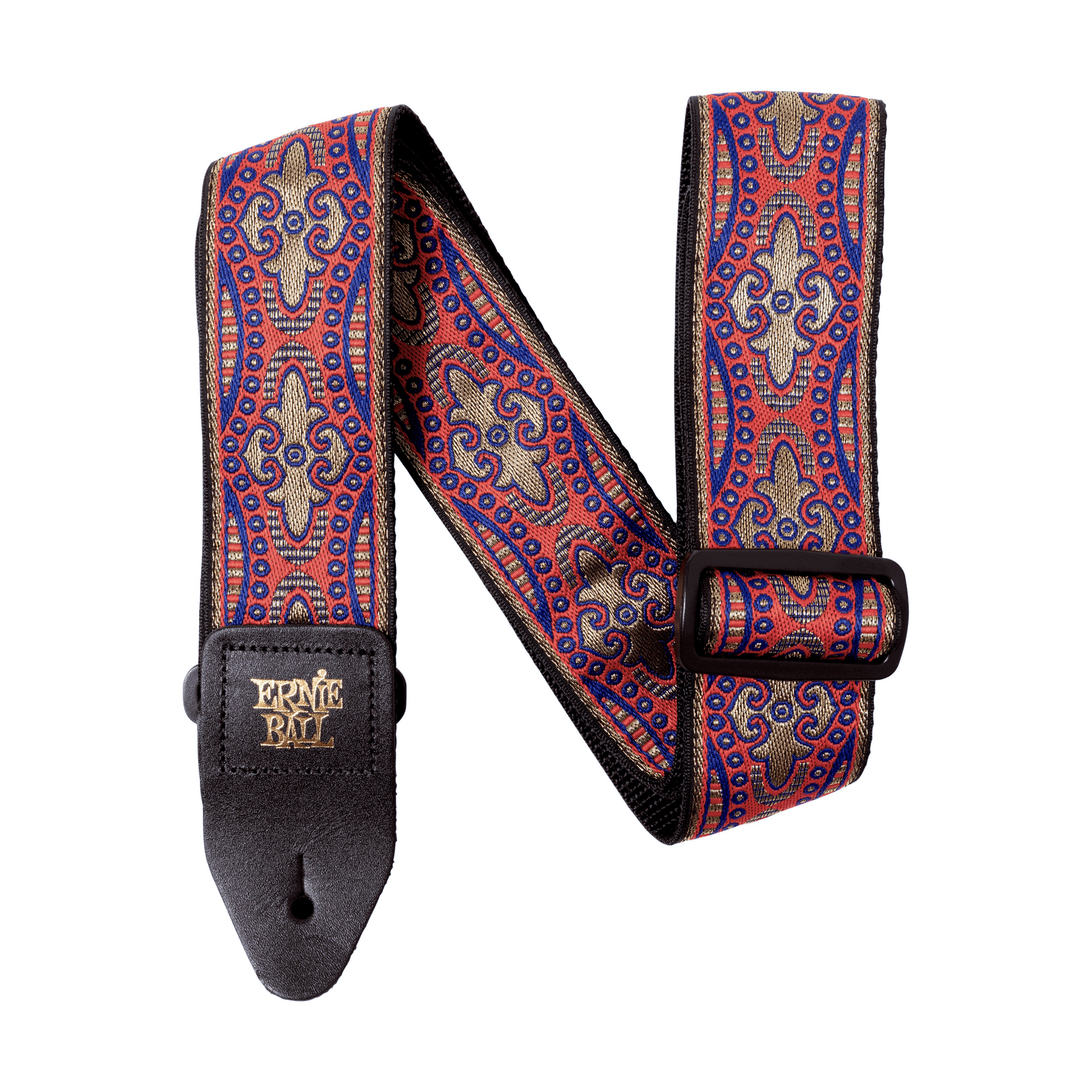 Ernie Ball Kashmir Sunset Jacquard Strap, Red/Gold/Blue