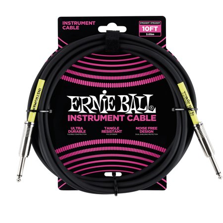 Ernie Ball 10' 1/4" Straight / Straight Instrument Cable - Black (10-foot)