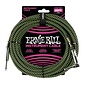 Ernie Ball 25' Braided Straight / Angle Instrument Cable - Black / Green