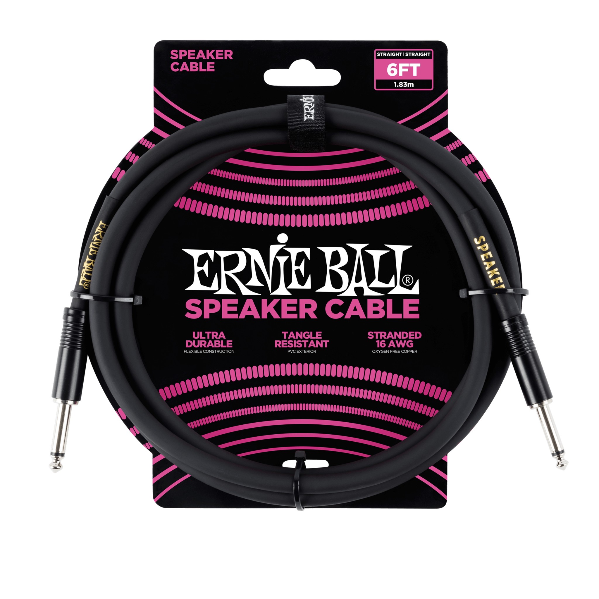 Ernie Ball 6' Straight / Straight Speaker Cable, Black (6-Foot)