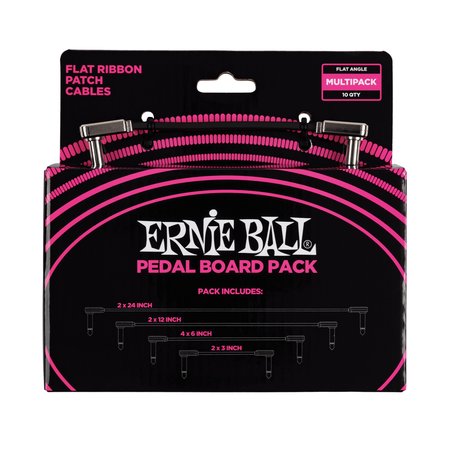 Ernie Ball Flat Ribbon Patch Cables Pedalboard Multi-Pack (2x 24" 2x 12"   4x 6"   2x 3")