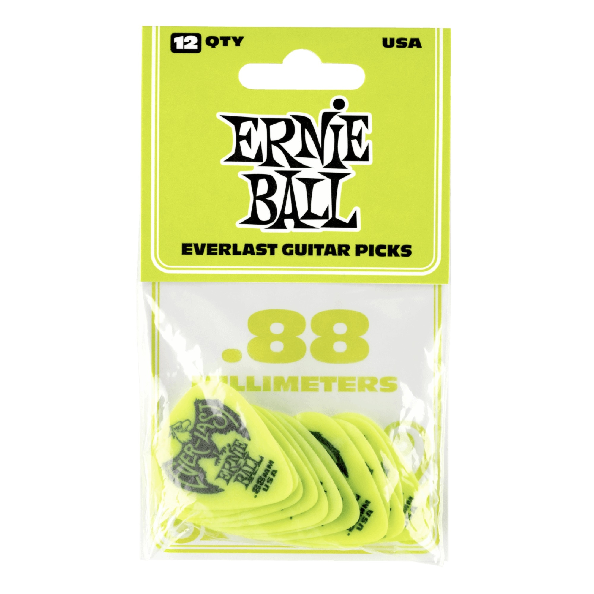 Ernie Ball .88mm Green Everlast Picks 12-pack