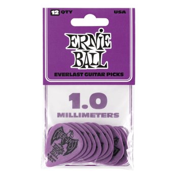 Ernie Ball 1.0mm Purple Everlast Picks 12-pack, Purple