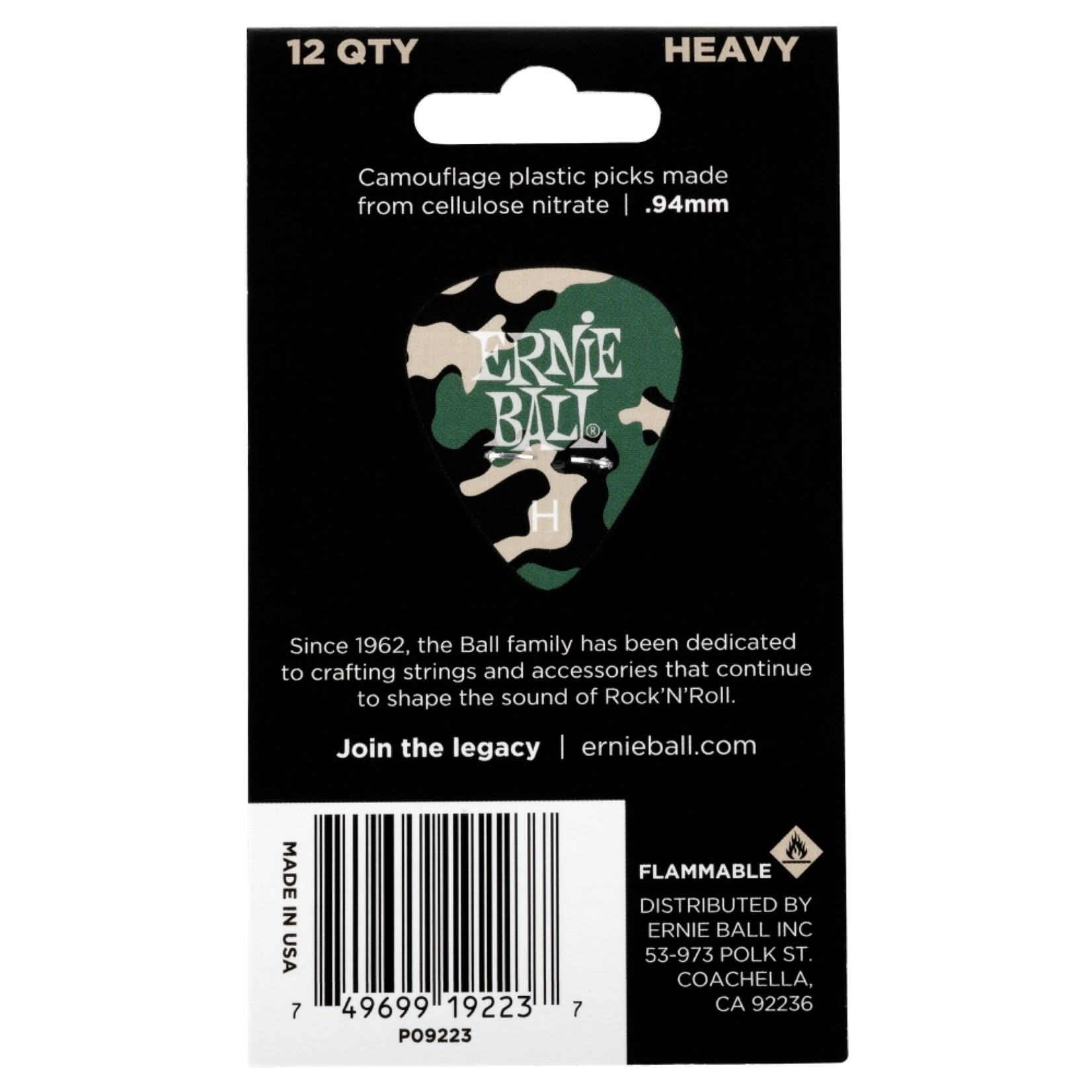 Ernie Ball Ernie Ball Camouflage Cellulose Picks Heavy 12-pack