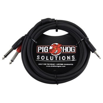 Pig Hog Solutions 10-foot Stereo Breakout Cable, 3.5mm TRS/stereo to Dual 1/4" TS/mono, PB-S3410