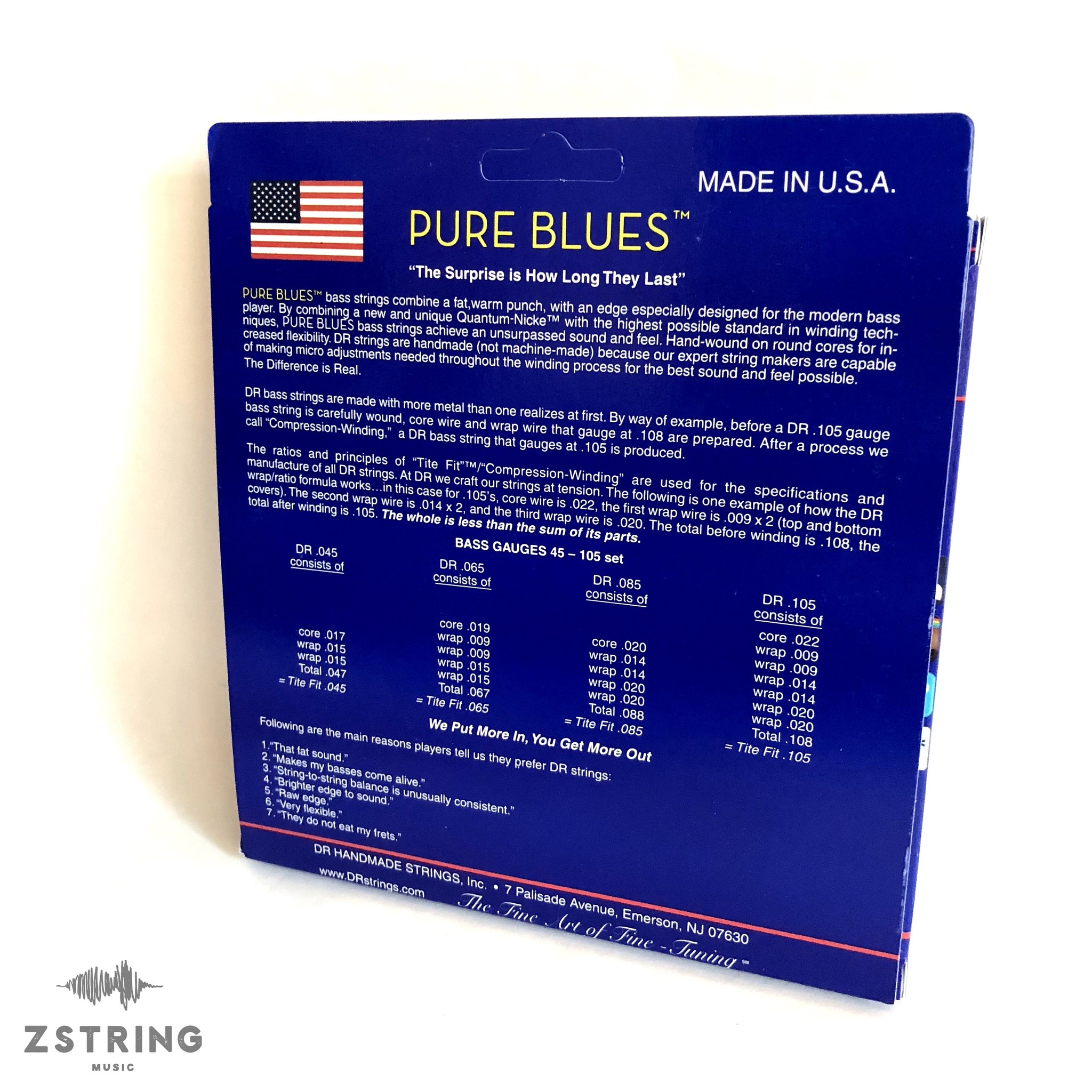 DR Strings PB5-130 Pure Blues Bass 5-String Set (45 65 85 105 130), Quantum-Nickel / Round Core