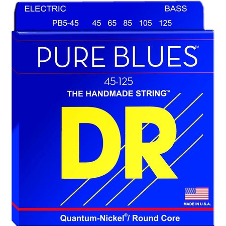 DR PB5-45 Pure Blues Bass strings (45-125), 5-String, Quantum-Nickel / Round Core