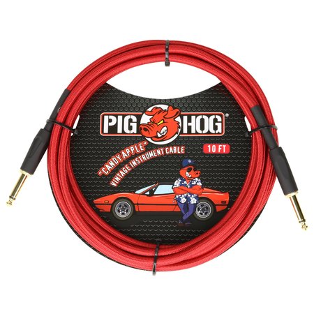 Pig Hog "Candy Apple Red" Vintage Instrument Cable, 10ft Straight (PCH10CA)