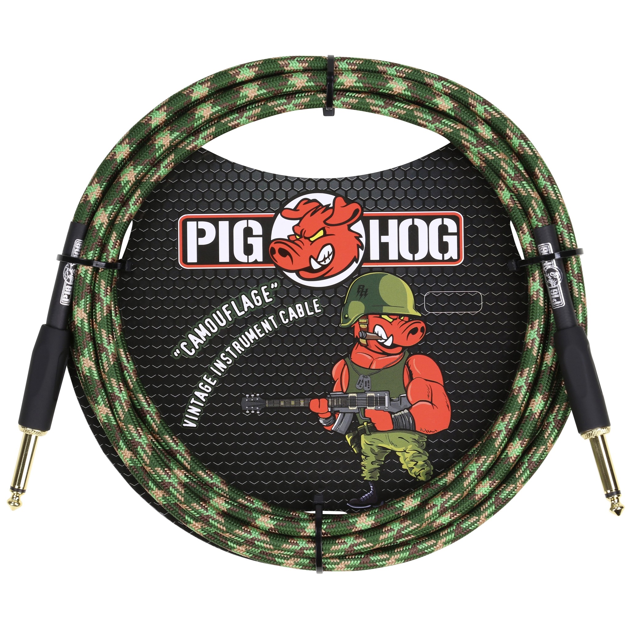 Pig Hog "Camouflage" Vintage Instrument Cable, 10ft Straight (PCH10CF)