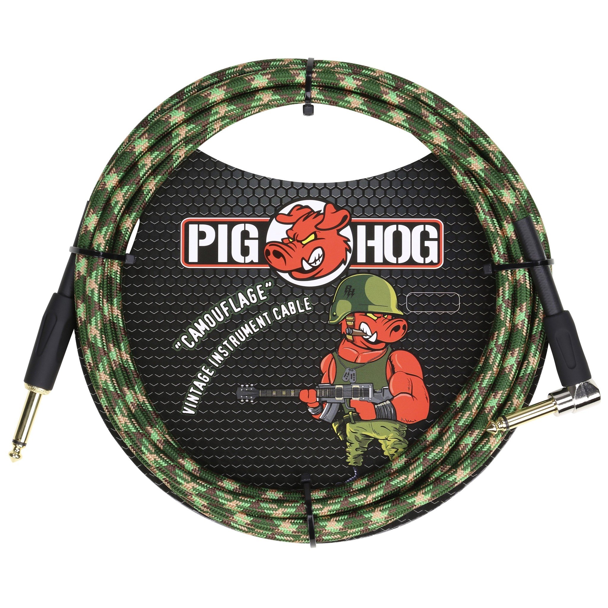 Pig Hog "Camouflage" Vintage Instrument Cable, 10ft Right Angle (PCH10CFR)