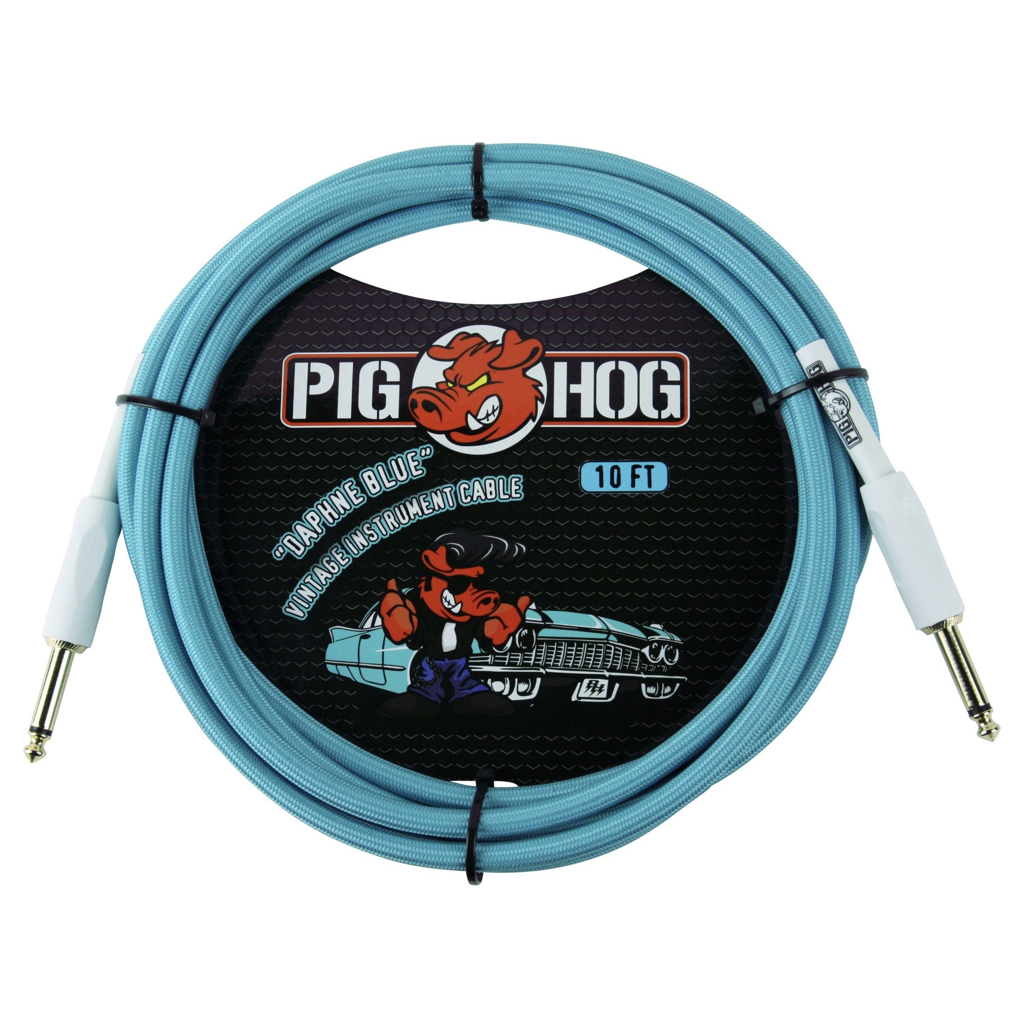 Pig Hog "Daphne Blue" Vintage Instrument Cable - 10 FT - 1/4" Straight-Straight (PCH10DB)