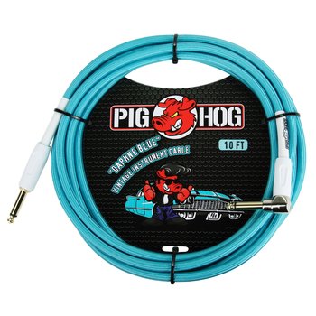 Pig Hog Vintage Instrument Cable - 10 FT Right Angle "Daphne Blue" (PCH10DBR)