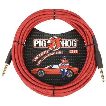 Pig Hog "Candy Apple Red" Vintage Instrument Cable, 20ft Straight (PCH20CA)
