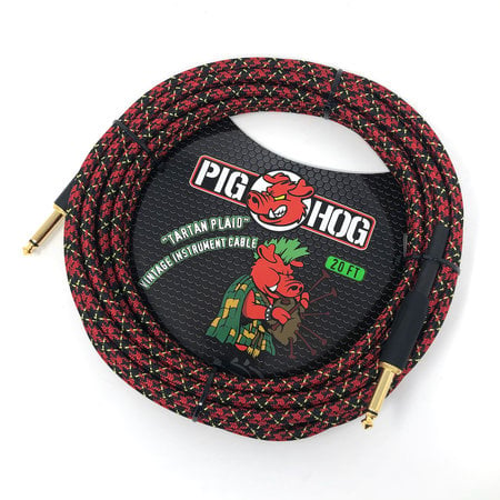 Pig Hog "Tartan Plaid" Vintage Woven Instrument Cable, 20 Ft - 1/4" Straight Plugs