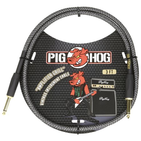 Pig Hog Vintage Woven Patch Cable, 3-Foot, 7mm, 1/4" Straight Connectors, "Amplifier Grill" (PCH3AG)