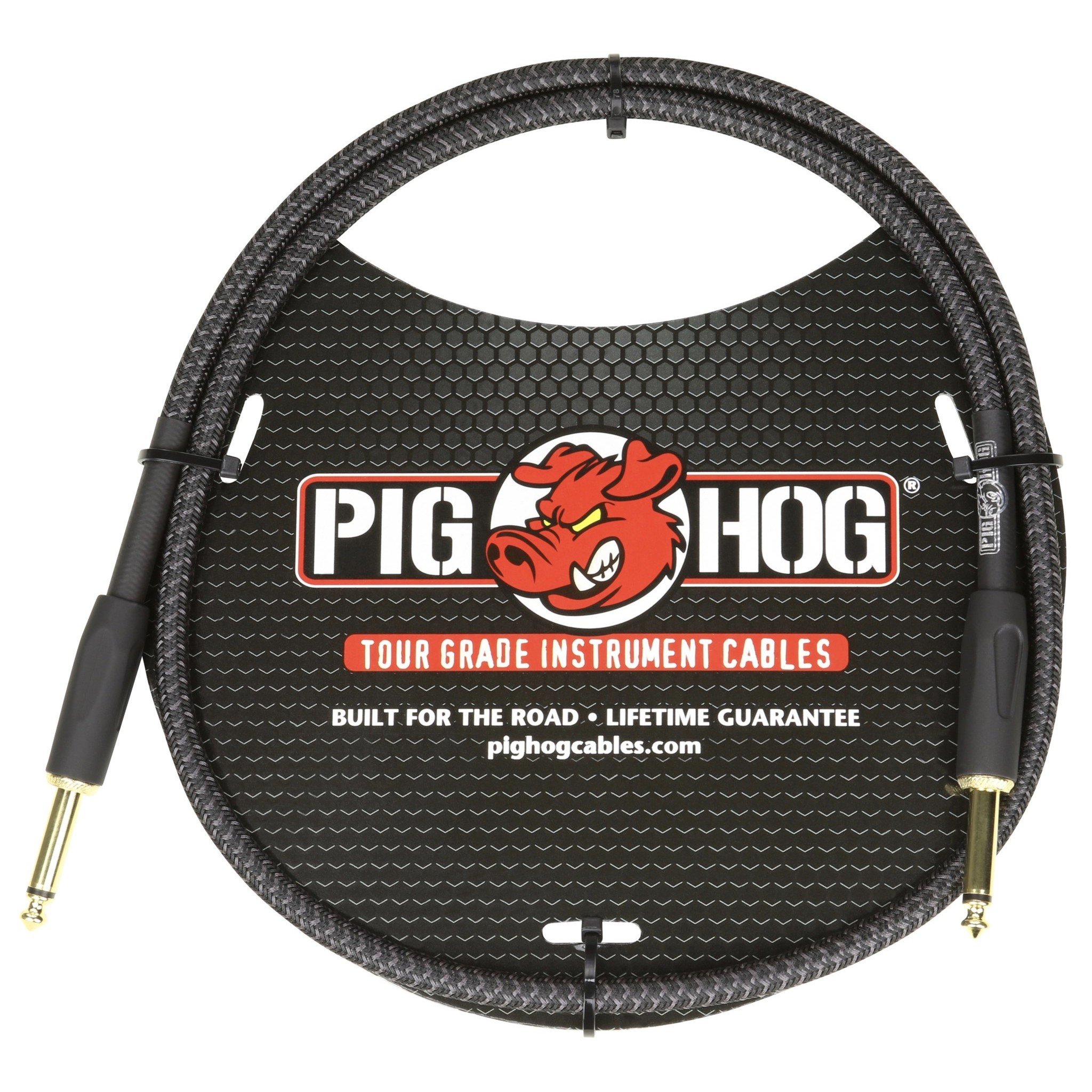Pig Hog Vintage Woven Patch Cable, 3-Foot, 7mm, 1/4" Straight Connectors, "Black Woven" (PCH3BK)