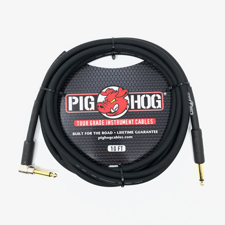 Pig Hog 10ft 1/4" - 1/4" Right Angle 8mm Tour Grade Instrument Cable (PH10R)